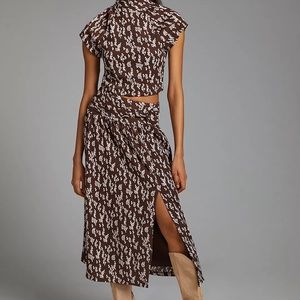 Anthropologie Twist-Front Skirt Set